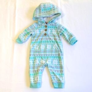 carter's pastel fair isle fleece hoodie jumpsuit 3 months baby girl